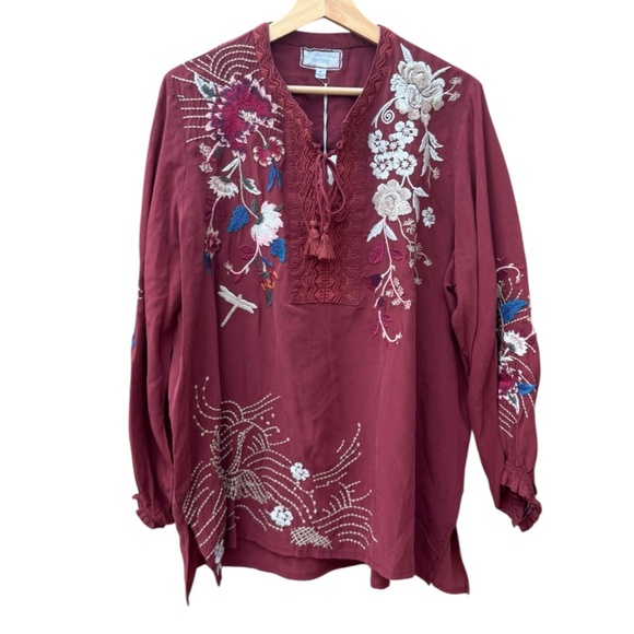 Johnny Was Silk Embroidered Blouse - Picture 2 of 11